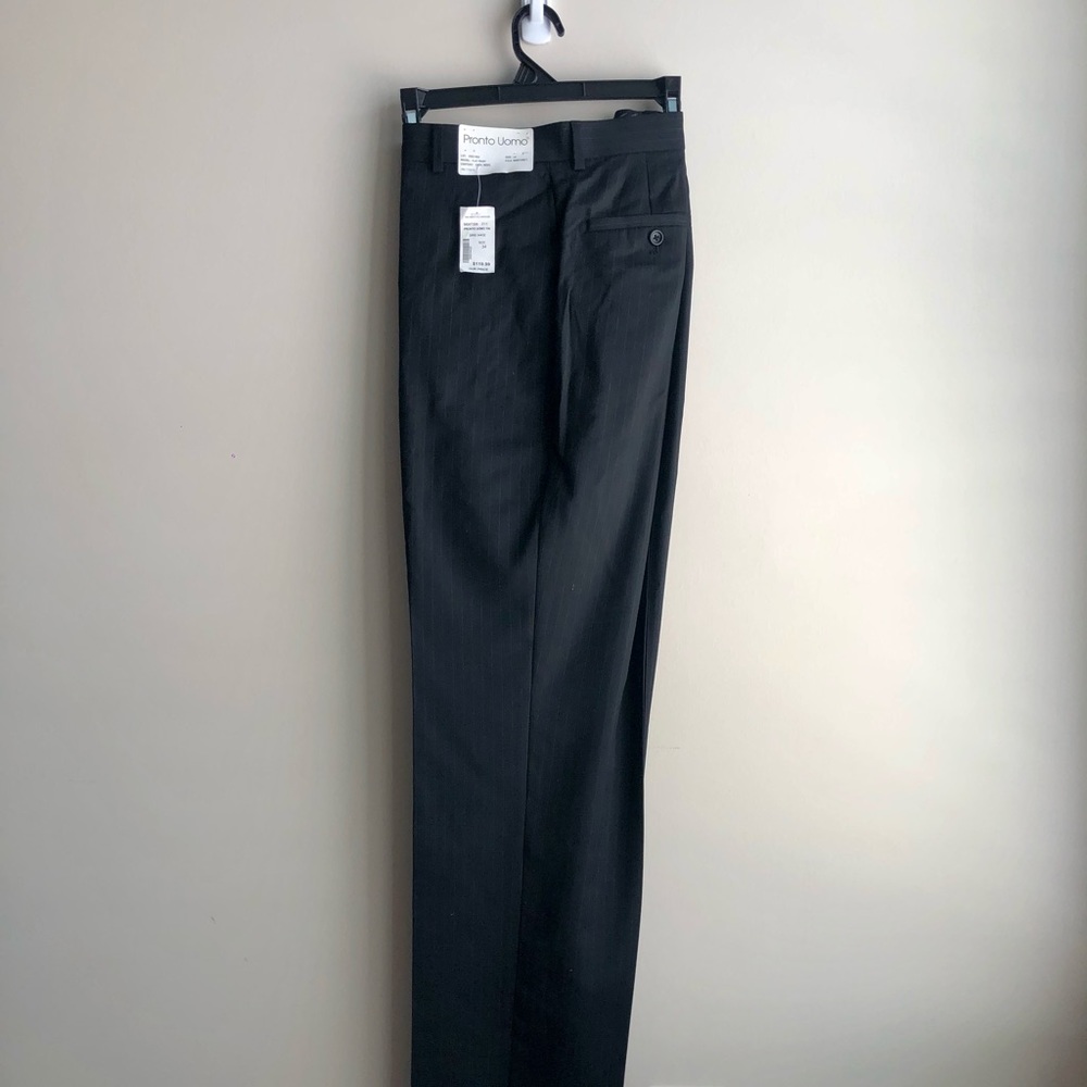 Pronto Uomo Men’s Black Flat Front Dress Pants